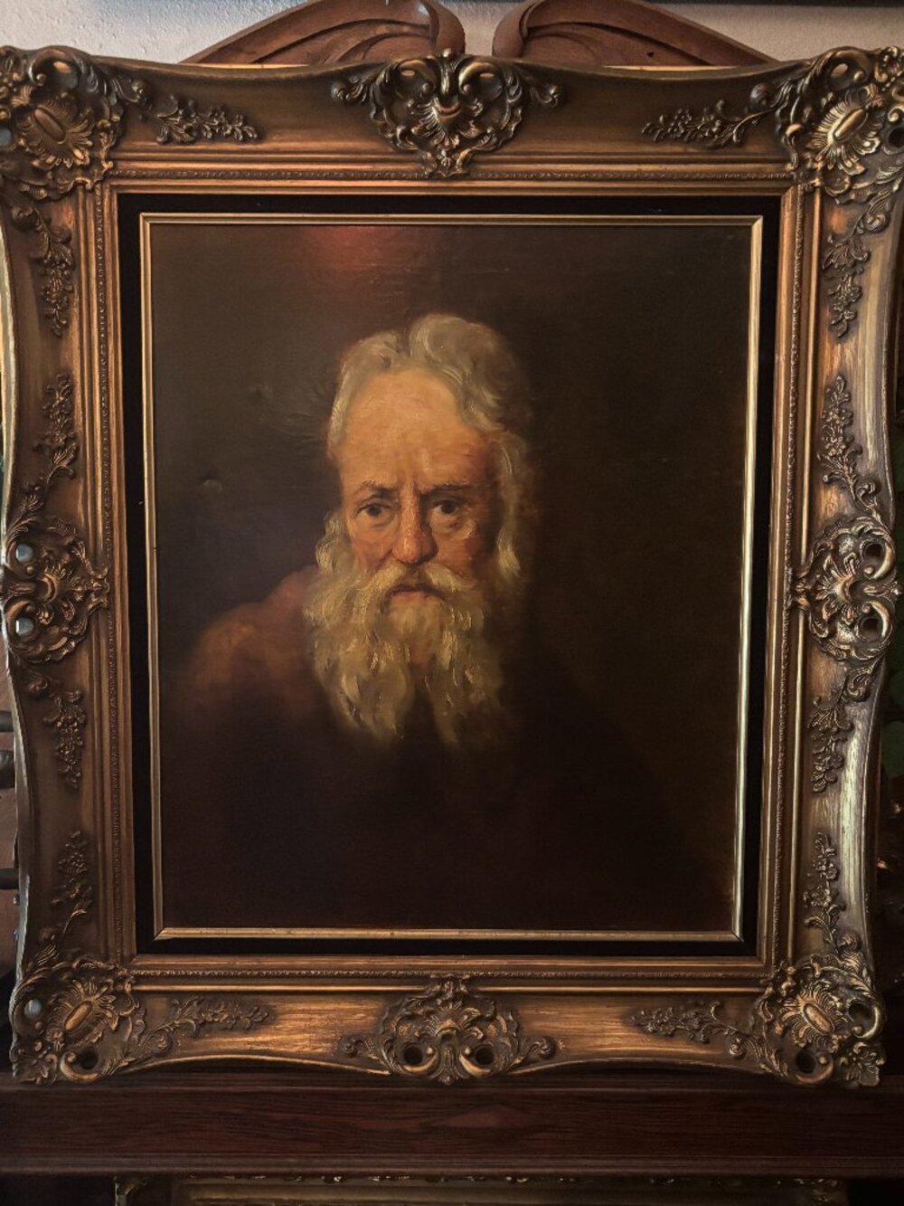Antique Large Oil Painting Franz Schoorman Portrait Old Man 1925